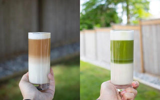 Layered Hojicha and Matcha Latte