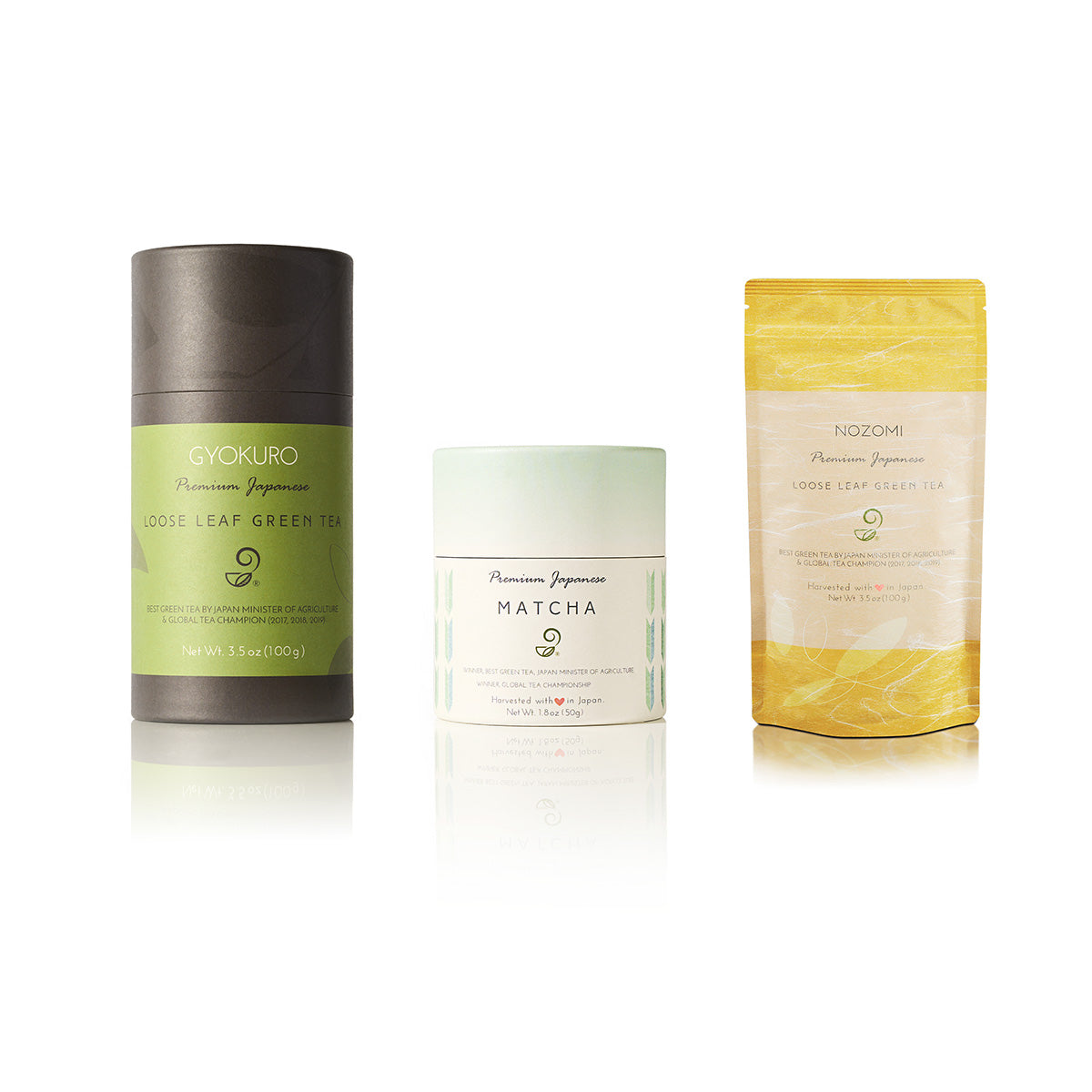 The Covered Trio Gift Set - Premium Matcha, Gyokuro & Kabuse-cha Japanese Green Tea