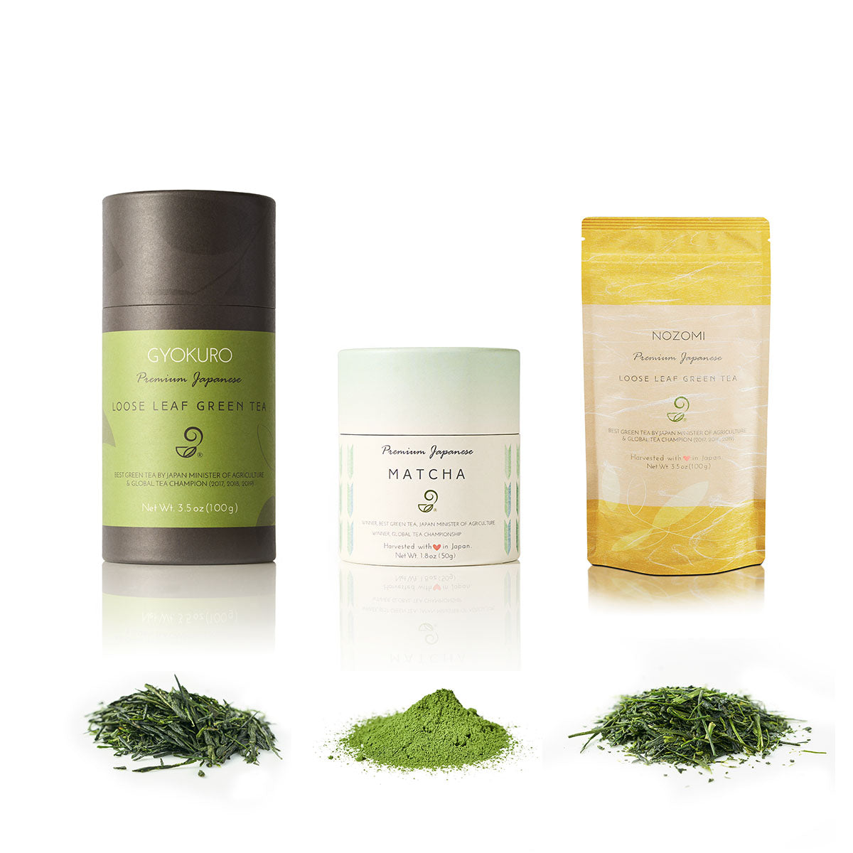 The Covered Trio Gift Set - Premium Matcha, Gyokuro & Kabuse-cha Japanese Green Tea